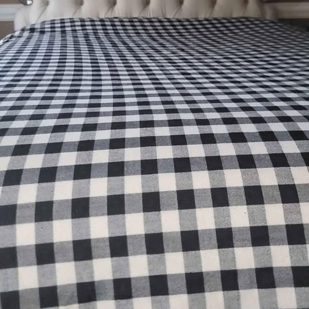 Vintage Black and White Checked King Duvet Cover. NO SHAMS